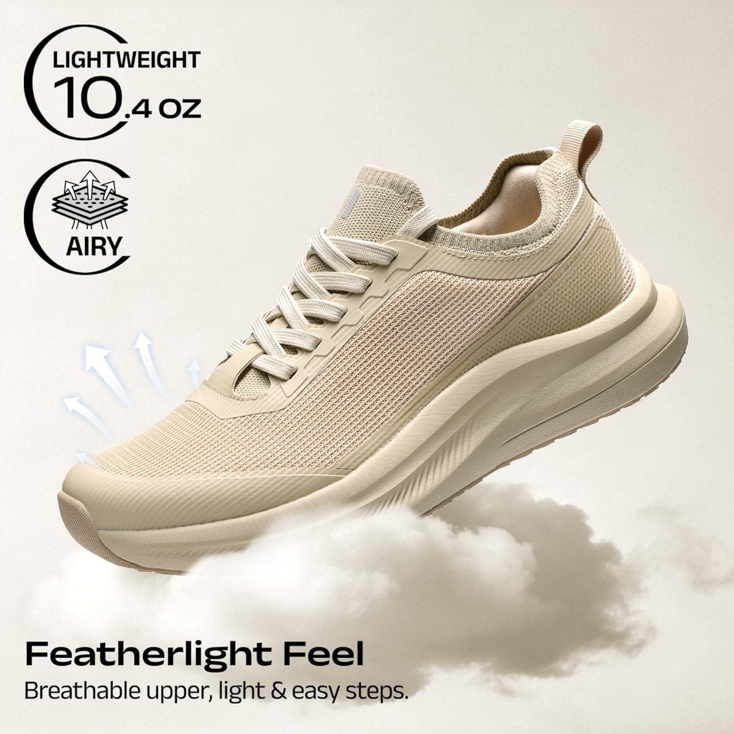 image:imageBruno Marc Mens Non Slip Lightweight Cushion Mesh Sneakers Walking Shoes Breathable Comfortable Casual ShoesSand
