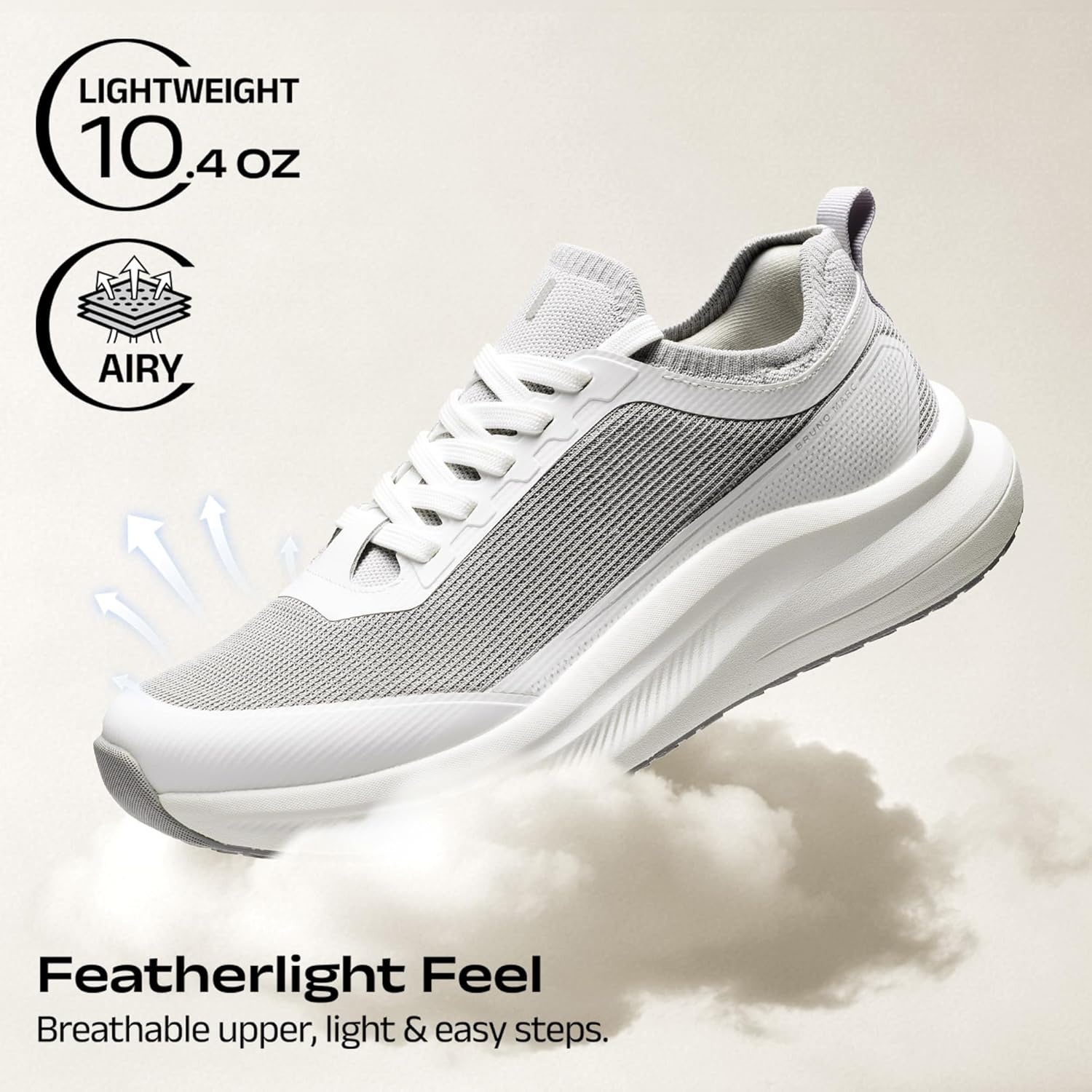 image:imageBruno Marc Mens Non Slip Lightweight Cushion Mesh Sneakers Walking Shoes Breathable Comfortable Casual ShoesWhite