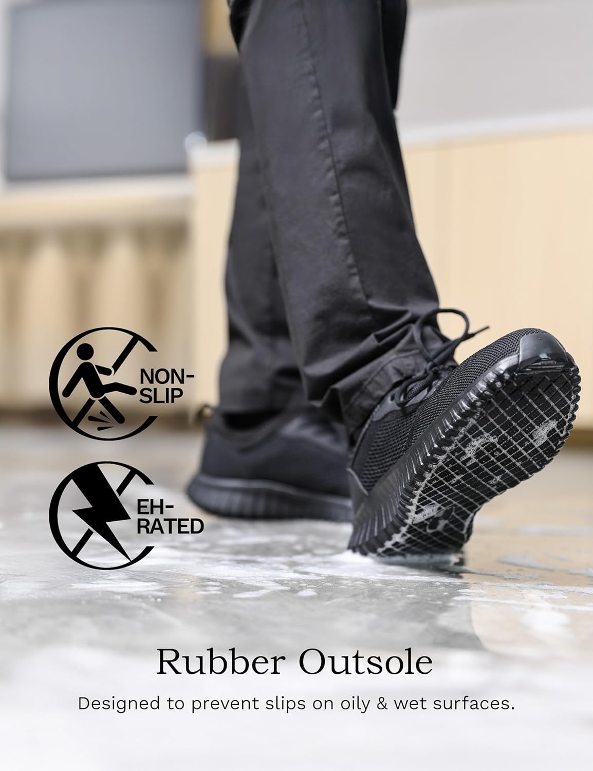 image:imageBruno Marc Mens Non Slip Work Shoes Walking Zapatos Trabajo Black amp Lightweight Sneakers Food Service Chef Kitchen RestaurantBlack