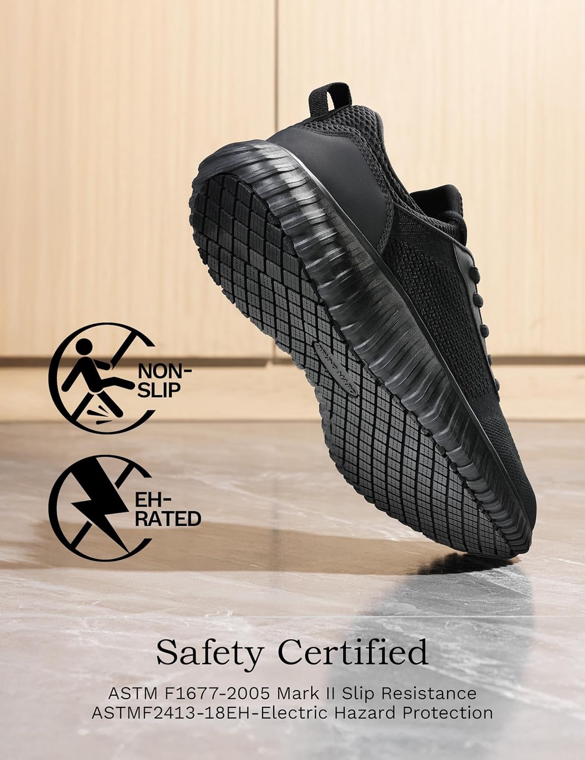 image:imageBruno Marc Mens Non Slip Work Shoes Walking Zapatos Trabajo Black amp Lightweight Sneakers Food Service Chef Kitchen RestaurantBlack
