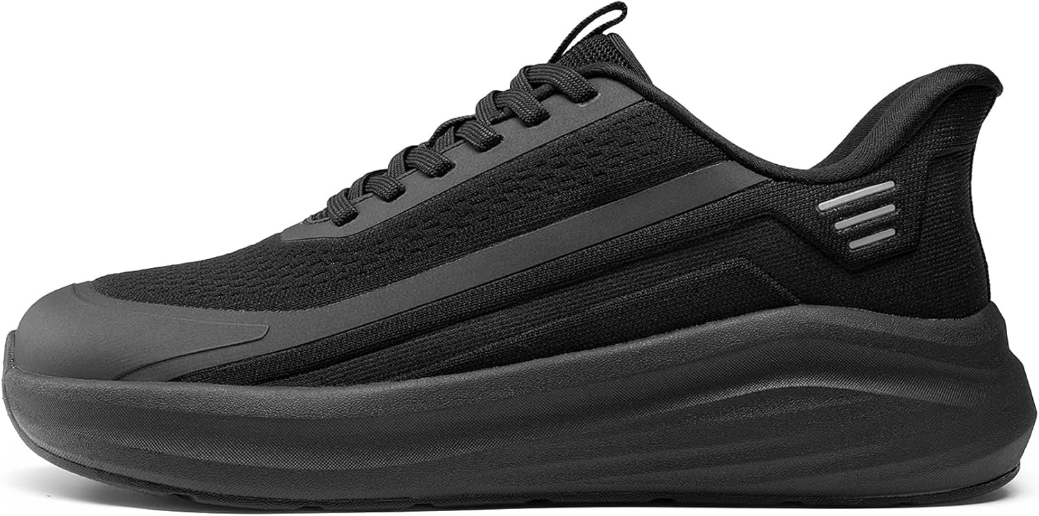 image:imageBruno Marc Mens Walking Running Tennis Cushioning Shoes Slipon Athletic Gym Workout Jogging Comfortable SneakersAll Black