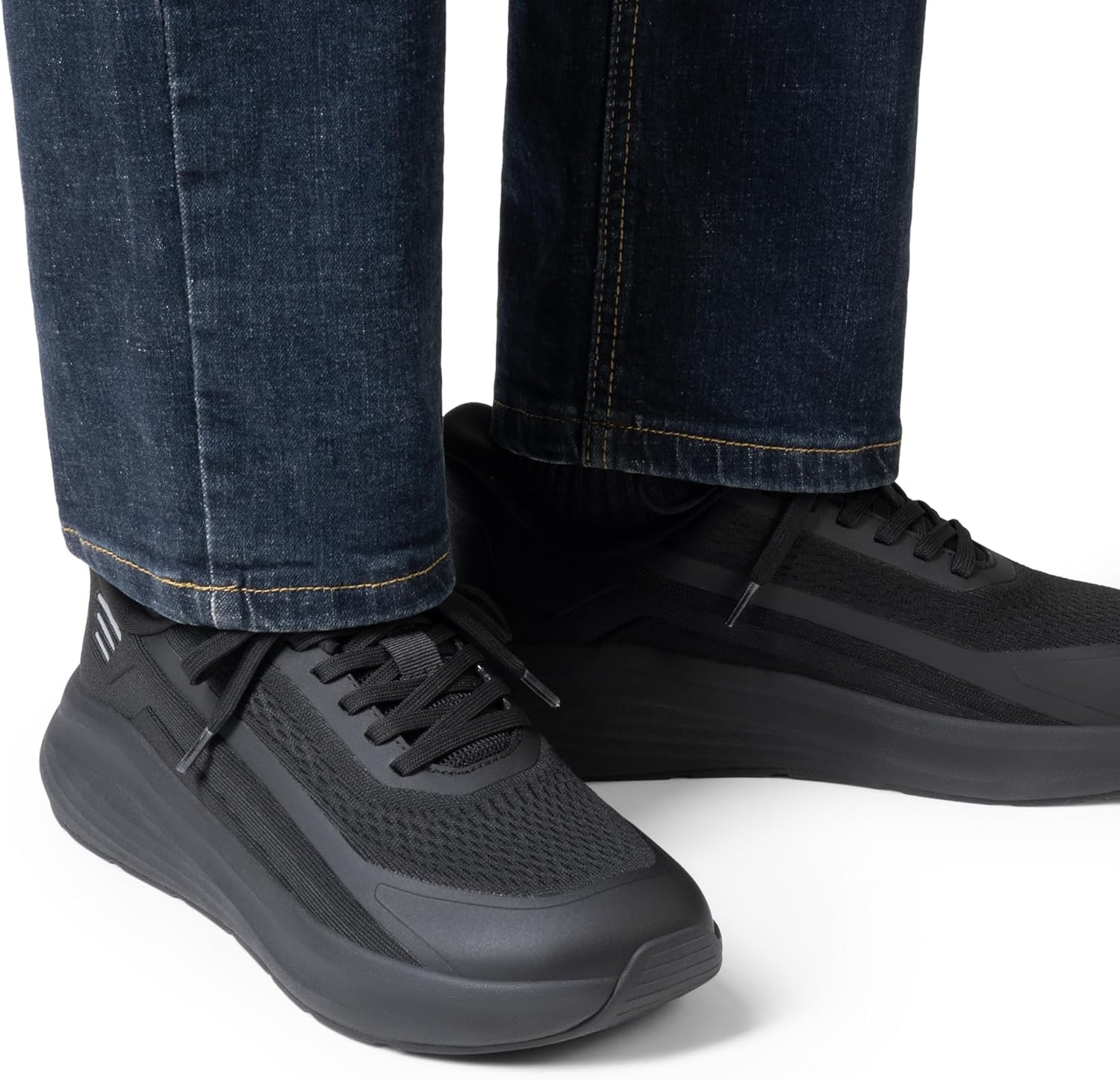 image:imageBruno Marc Mens Walking Running Tennis Cushioning Shoes Slipon Athletic Gym Workout Jogging Comfortable SneakersAll Black