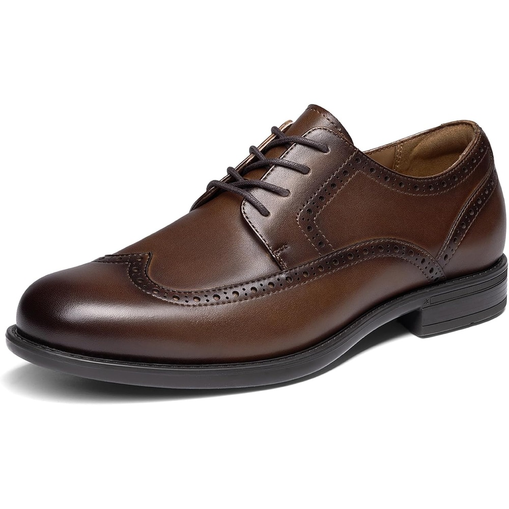 image:imageBruno Marc Mens Brogue Wingtip Oxfords Full Grain Leather Dress Shoes Flexible Forefoot for Work amp Business Comfort Lightweight Lace Classic Formal ShoesBrown