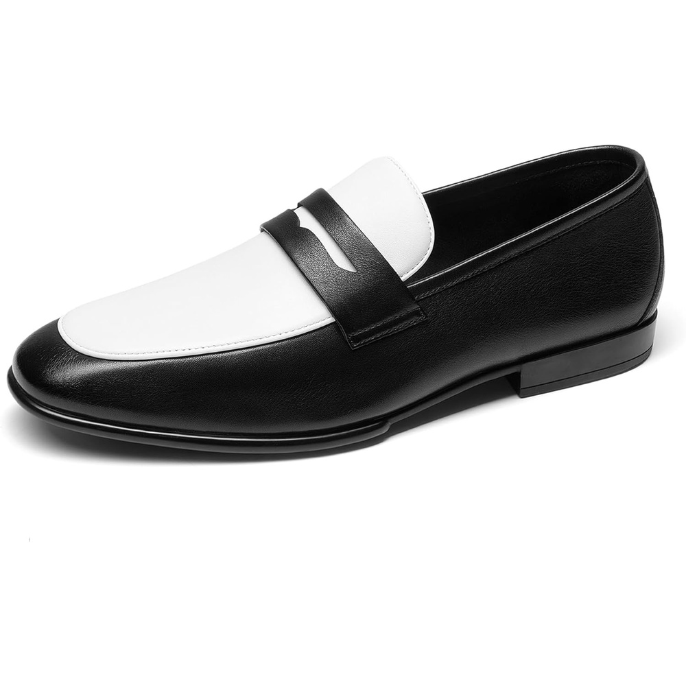 image:imageBruno Marc Mens Classic Penny Loafers Leather Suede Dress Shoes Comfort Lightweight Slipon Shoe Solace ReserveBlackWhite