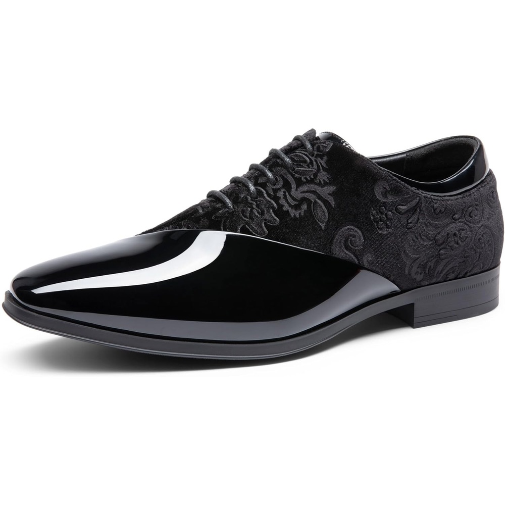 image:imageBruno Marc Mens Dress Tuxedo Shoes Classic Patent Velvet Laceup Formal Caden OxfordBlack