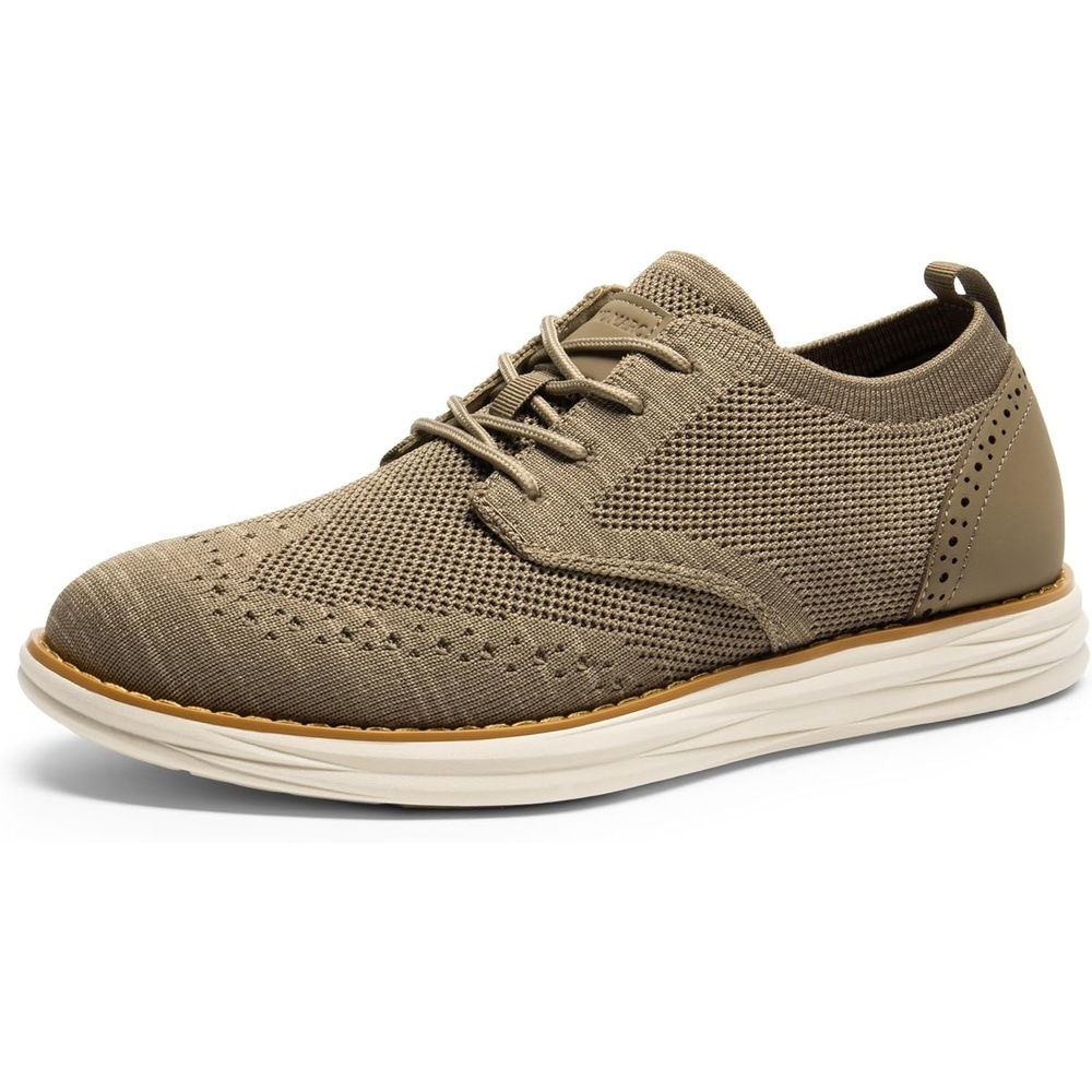 image:imageBruno Marc Mens KnitFlex Craft Mesh Oxfords Sneakers Casual Dress LaceUp Lightweight Walking Shoes6khaki