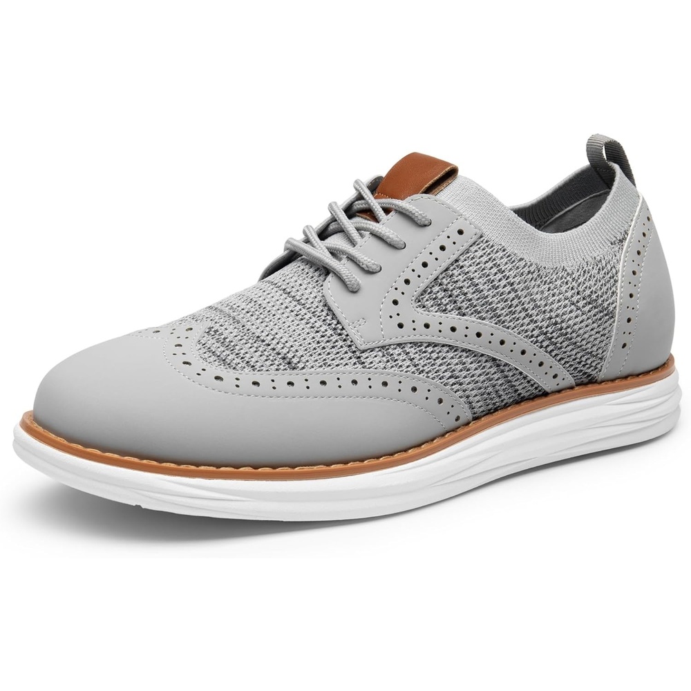 image:imageBruno Marc Mens KnitFlex Craft Mesh Oxfords Sneakers Casual Dress LaceUp Lightweight Walking Shoes8grey