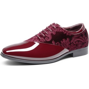 image:imageBruno Marc Mens Dress Tuxedo Shoes Classic Patent Velvet Laceup Formal Caden OxfordDark Red