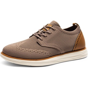 image:imageBruno Marc Mens KnitFlex Craft Mesh Oxfords Sneakers Casual Dress LaceUp Lightweight Walking Shoes6light Brown