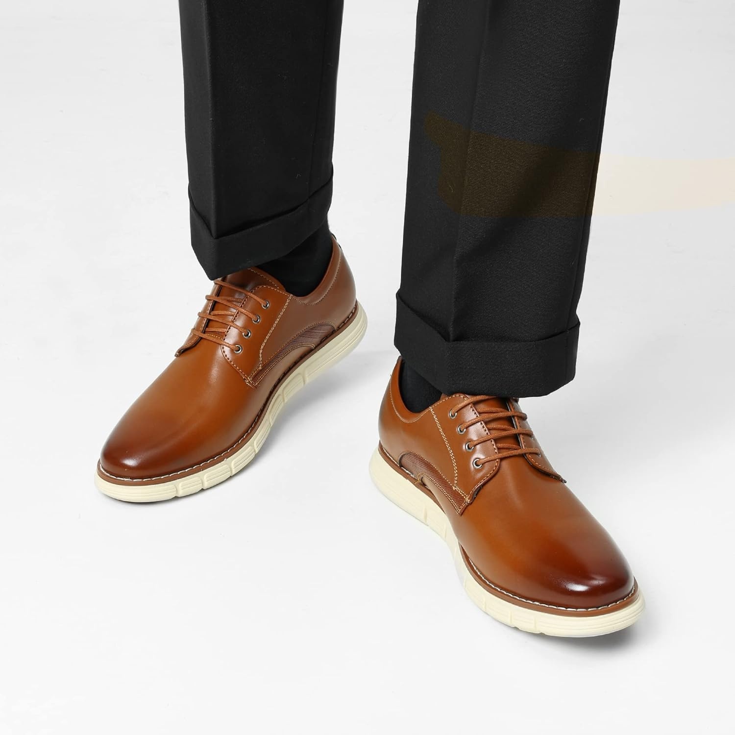 image:imageBruno Marc Mens Crossflex Dress Sneakers Casual Oxford Formal ShoesBrown