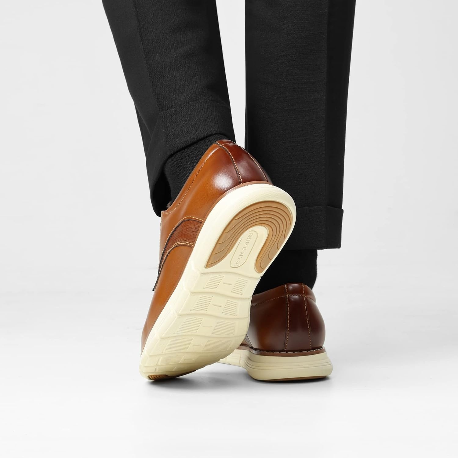 image:imageBruno Marc Mens Crossflex Dress Sneakers Casual Oxford Formal ShoesBrown