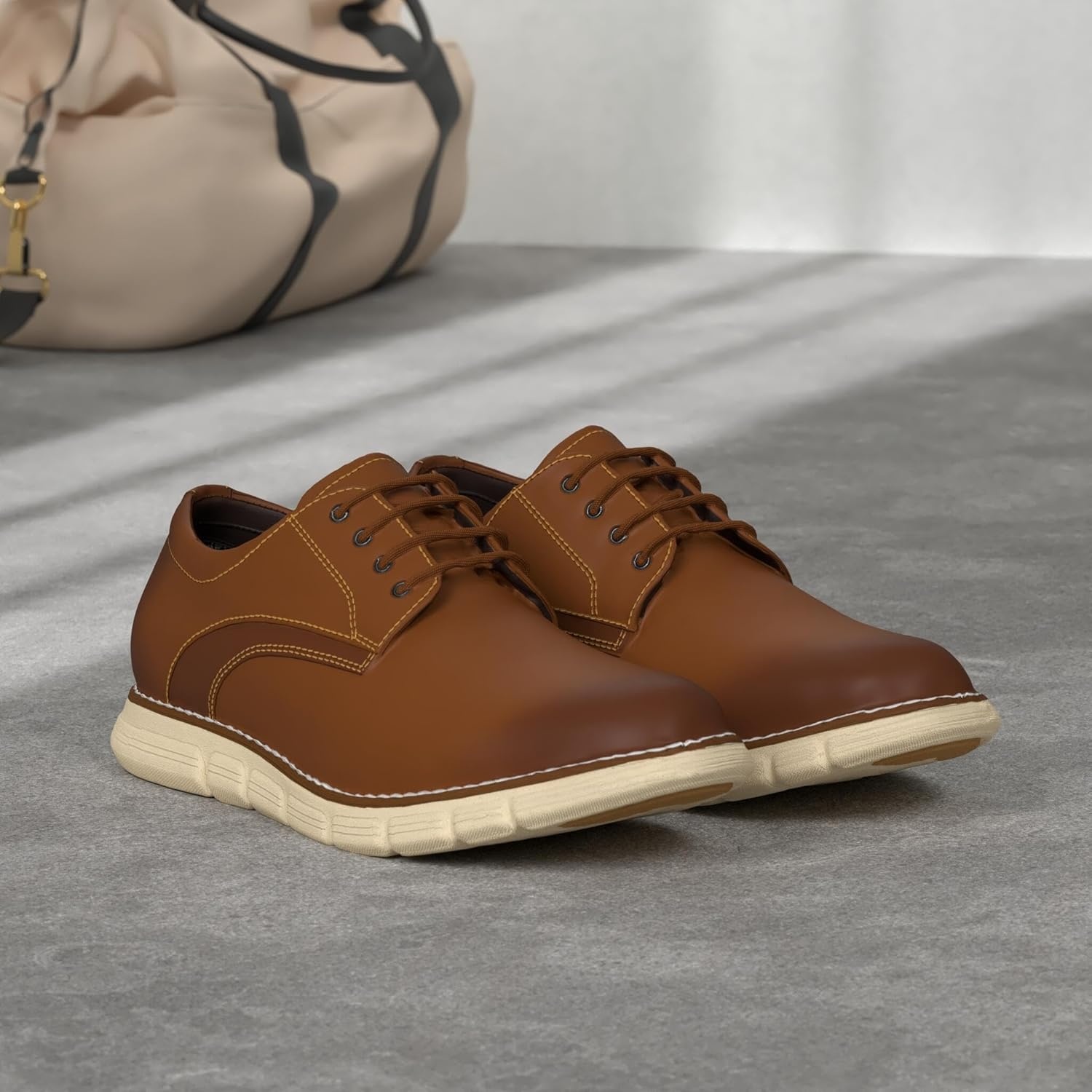 image:imageBruno Marc Mens Crossflex Dress Sneakers Casual Oxford Formal ShoesBrown