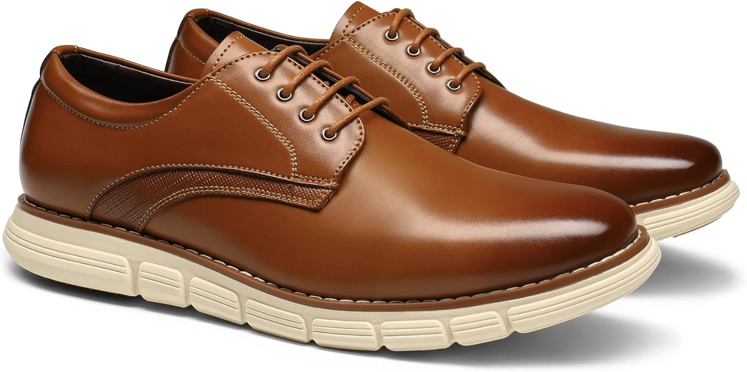 image:imageBruno Marc Mens Crossflex Dress Sneakers Casual Oxford Formal ShoesBrown