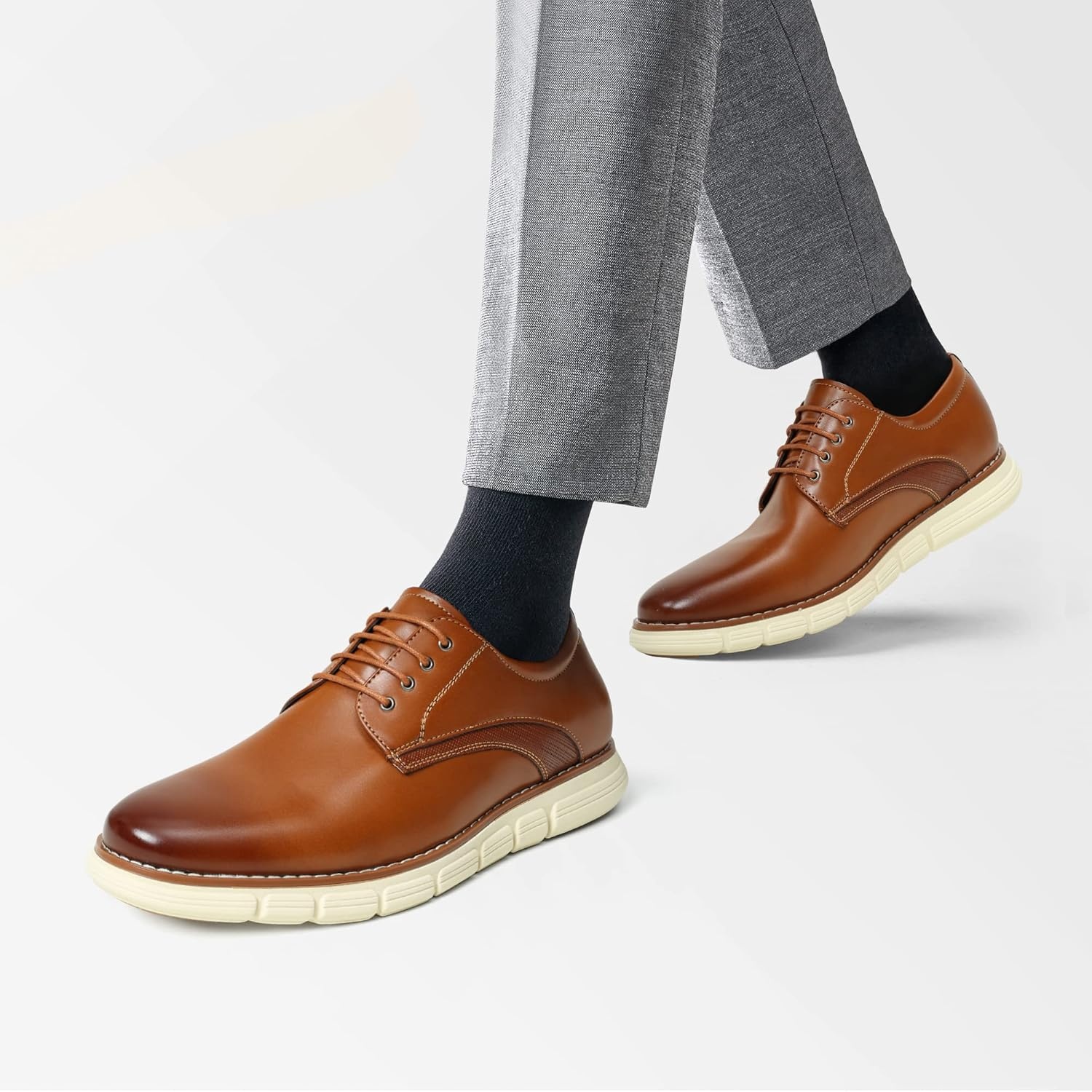 image:imageBruno Marc Mens Crossflex Dress Sneakers Casual Oxford Formal ShoesBrown