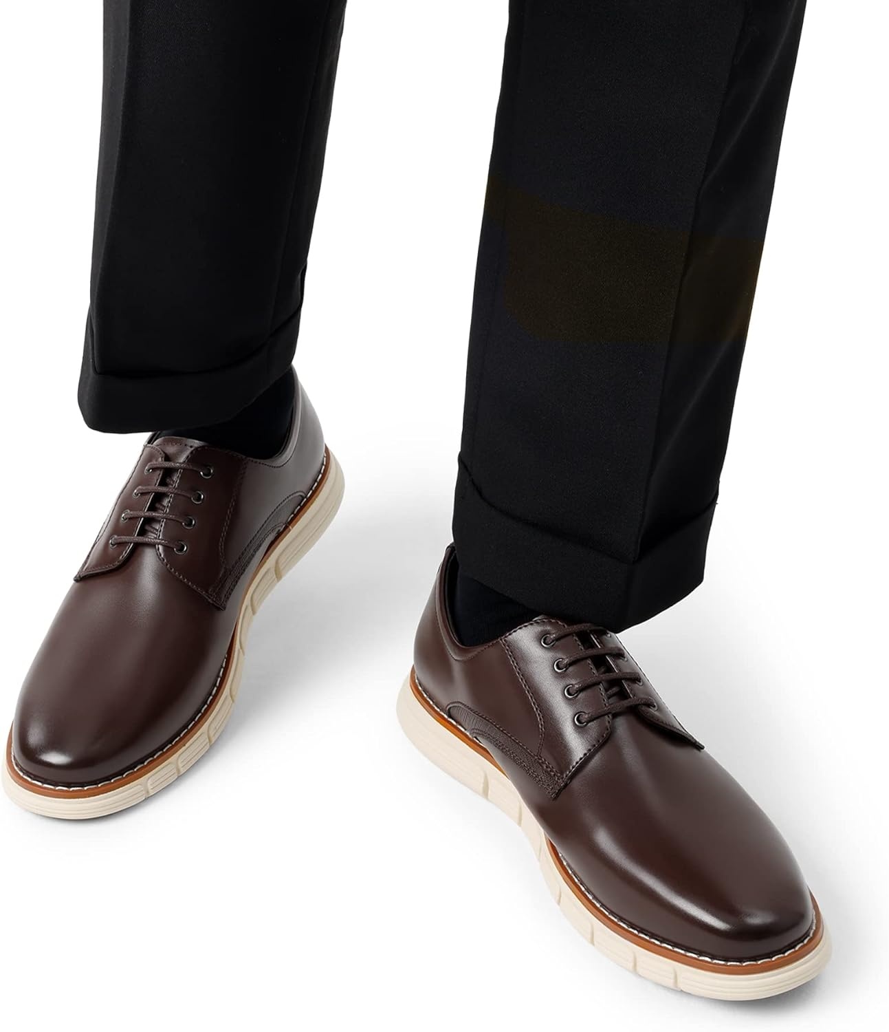 image:imageBruno Marc Mens Crossflex Dress Sneakers Casual Oxford Formal ShoesDark Brown
