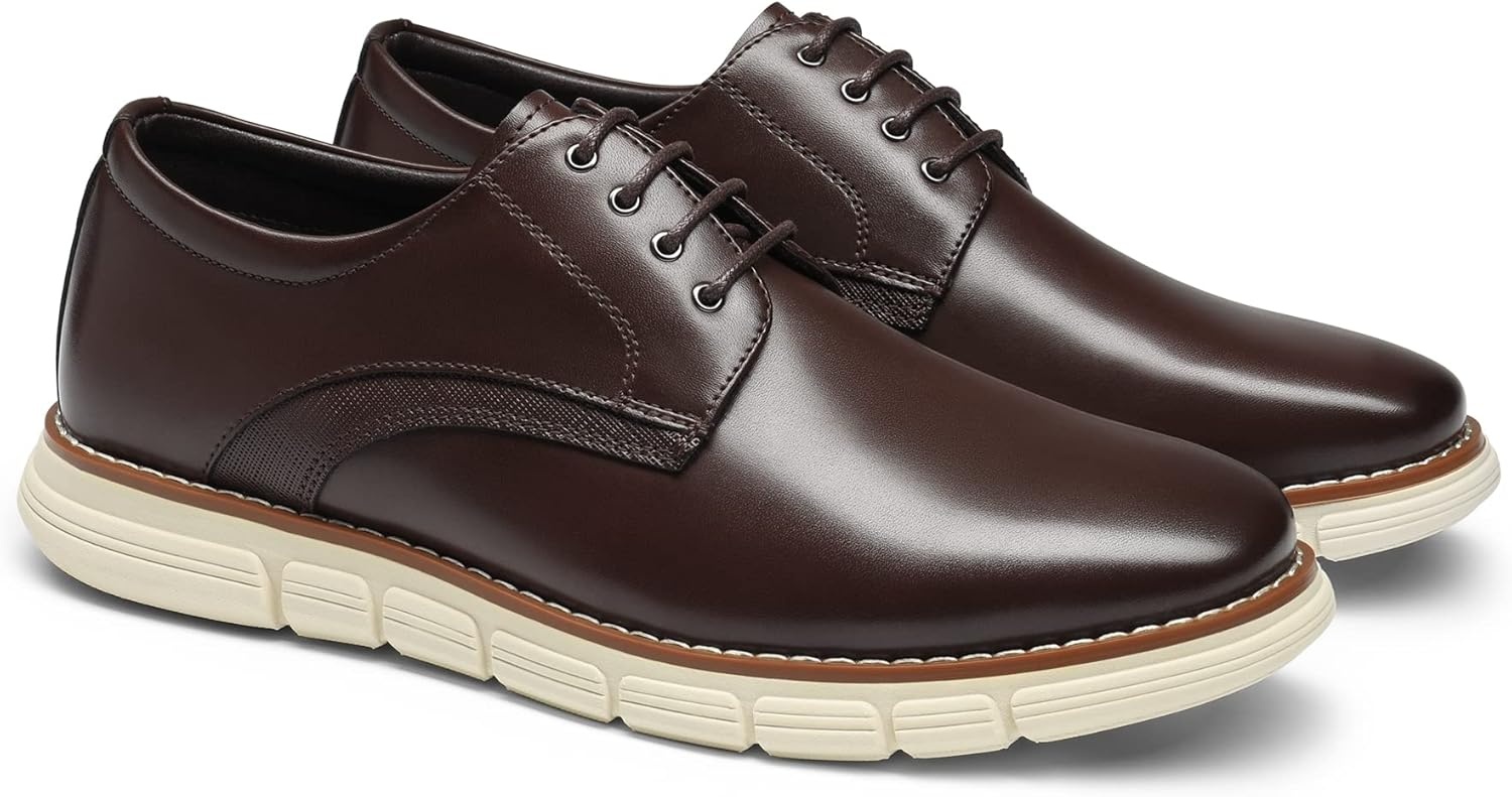 image:imageBruno Marc Mens Crossflex Dress Sneakers Casual Oxford Formal ShoesDark Brown