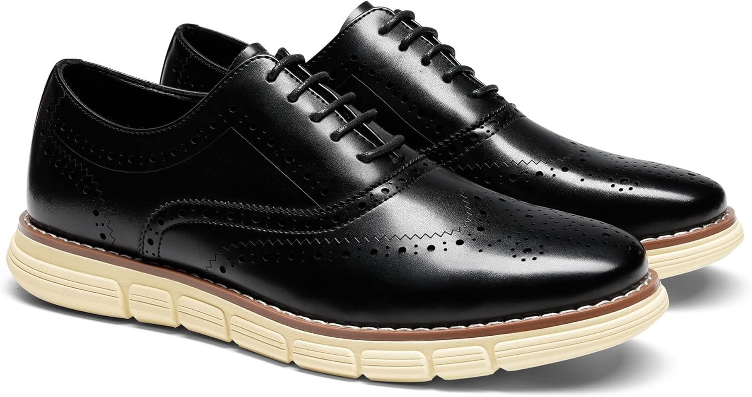 image:imageBruno Marc Mens Crossflex Dress Sneakers Wingtip Derby Casual Oxford Formal ShoesBlackwing