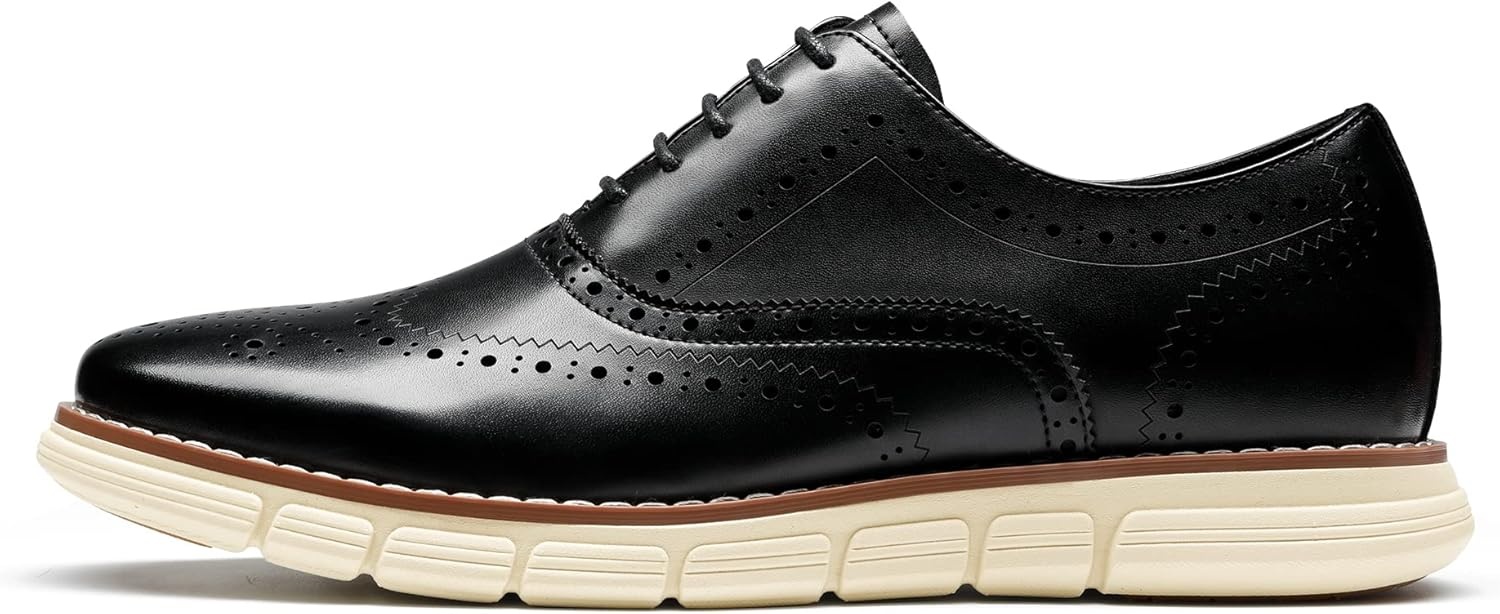 image:imageBruno Marc Mens Crossflex Dress Sneakers Wingtip Derby Casual Oxford Formal ShoesBlackwing