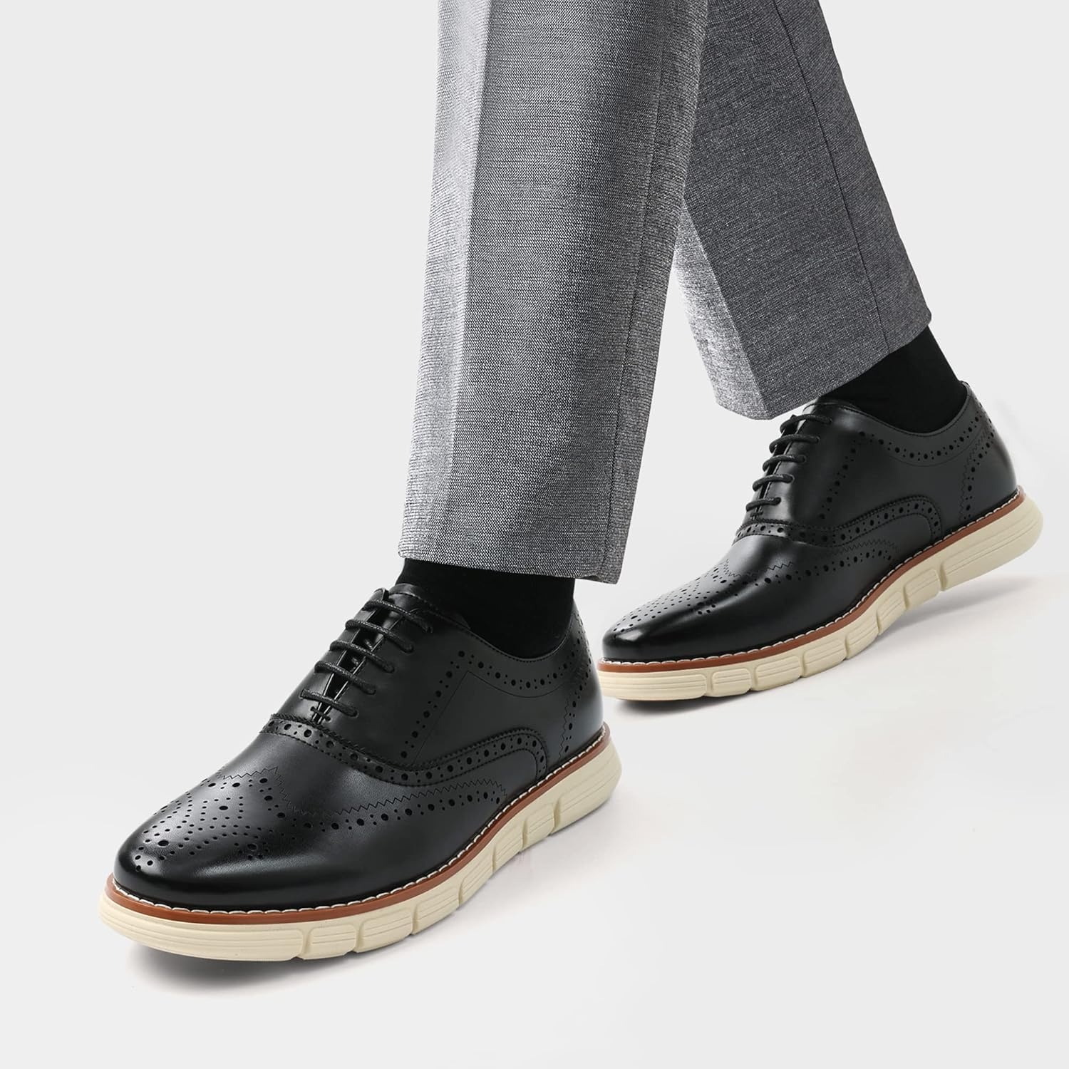 image:imageBruno Marc Mens Crossflex Dress Sneakers Wingtip Derby Casual Oxford Formal ShoesBlackwing