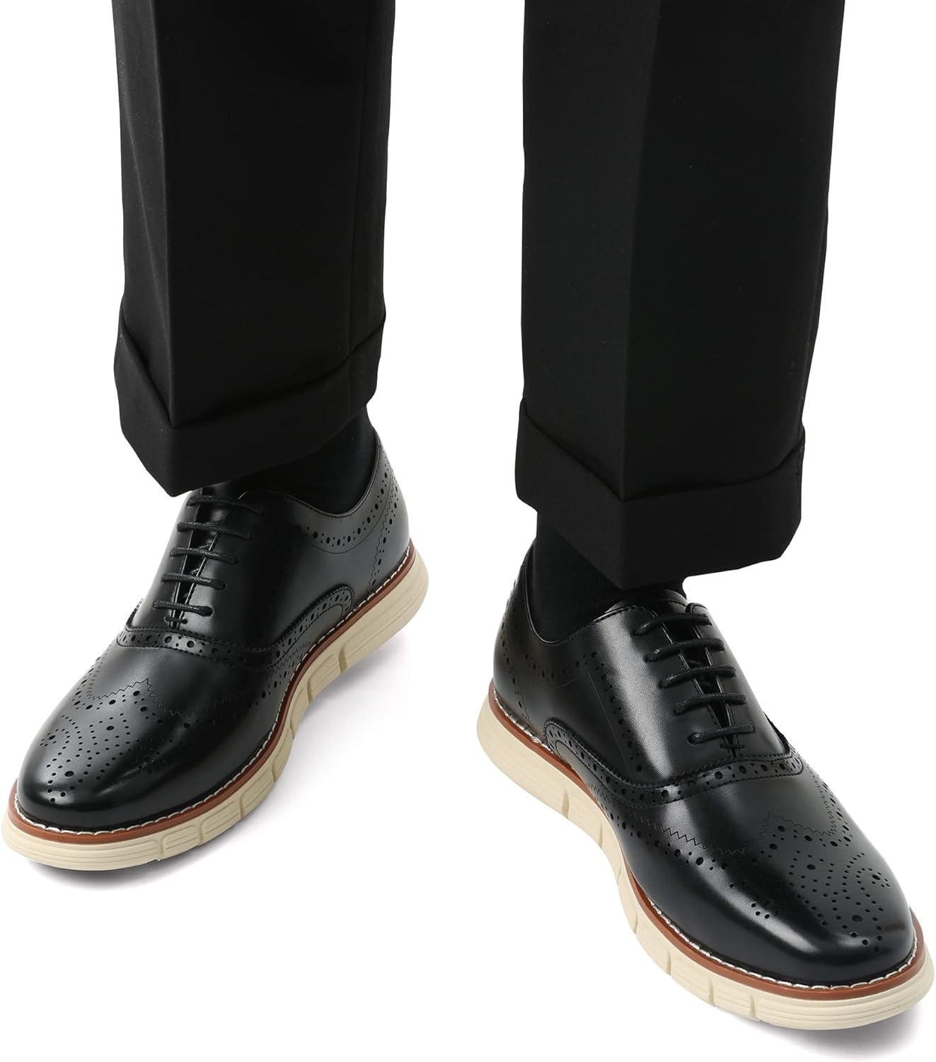 image:imageBruno Marc Mens Crossflex Dress Sneakers Wingtip Derby Casual Oxford Formal ShoesBlackwing