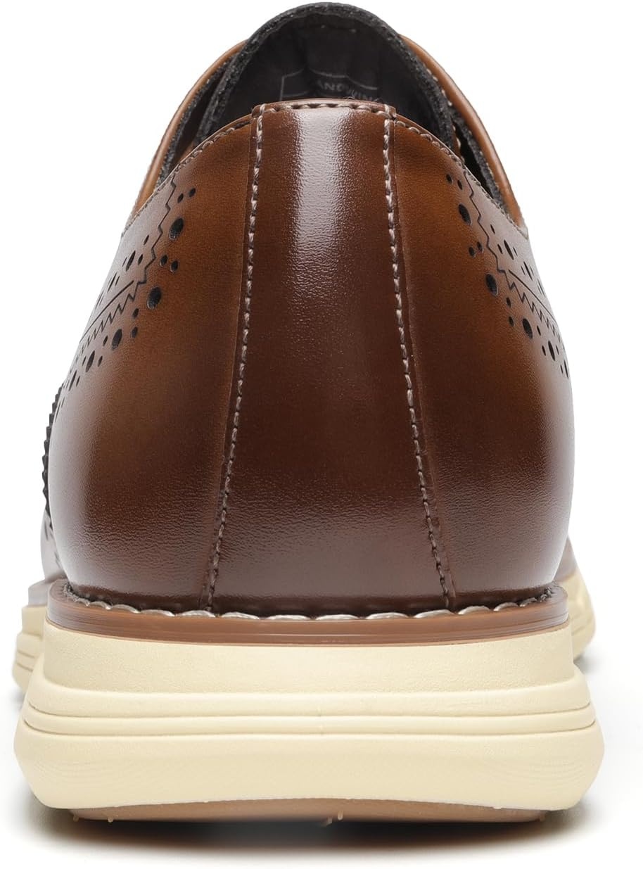 image:imageBruno Marc Mens Crossflex Dress Sneakers Wingtip Derby Casual Oxford Formal ShoesBrownwing