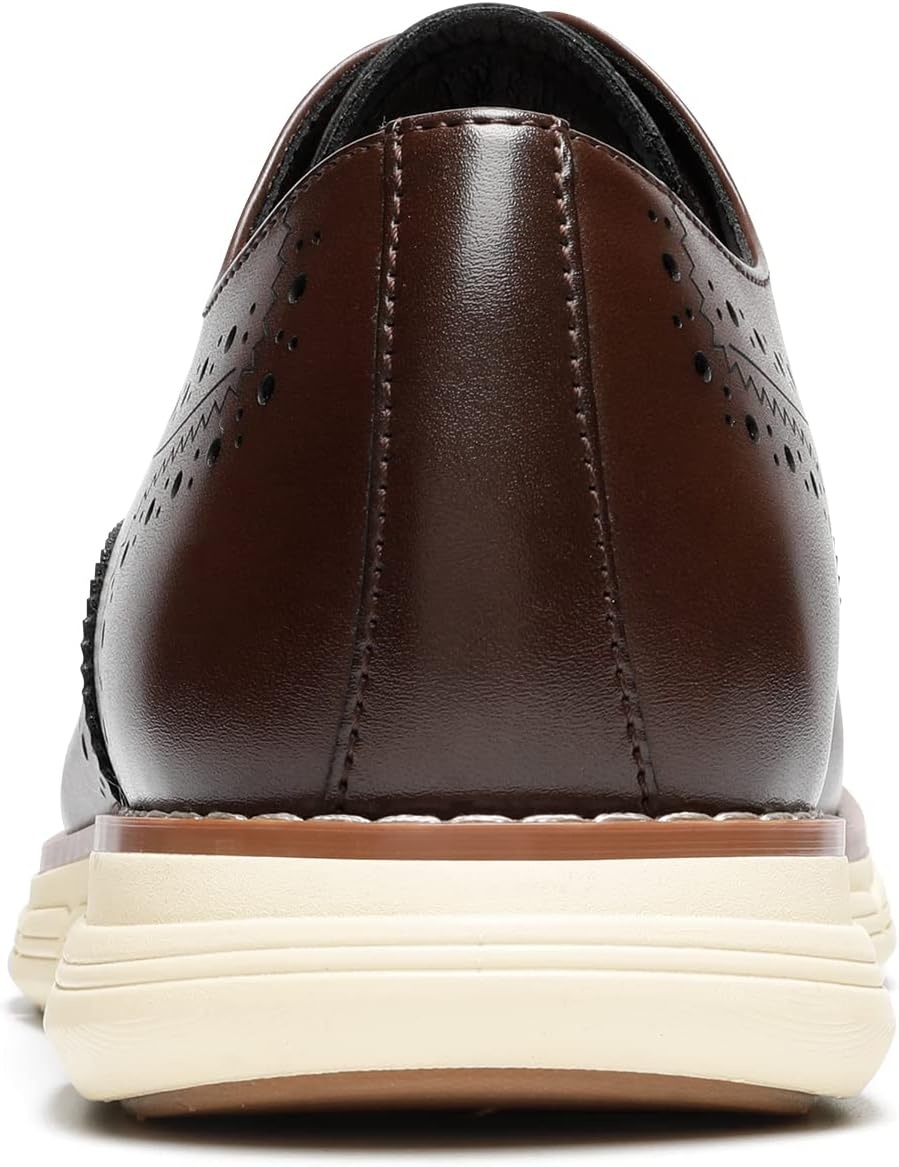 image:imageBruno Marc Mens Crossflex Dress Sneakers Wingtip Derby Casual Oxford Formal ShoesDarkBrownwing
