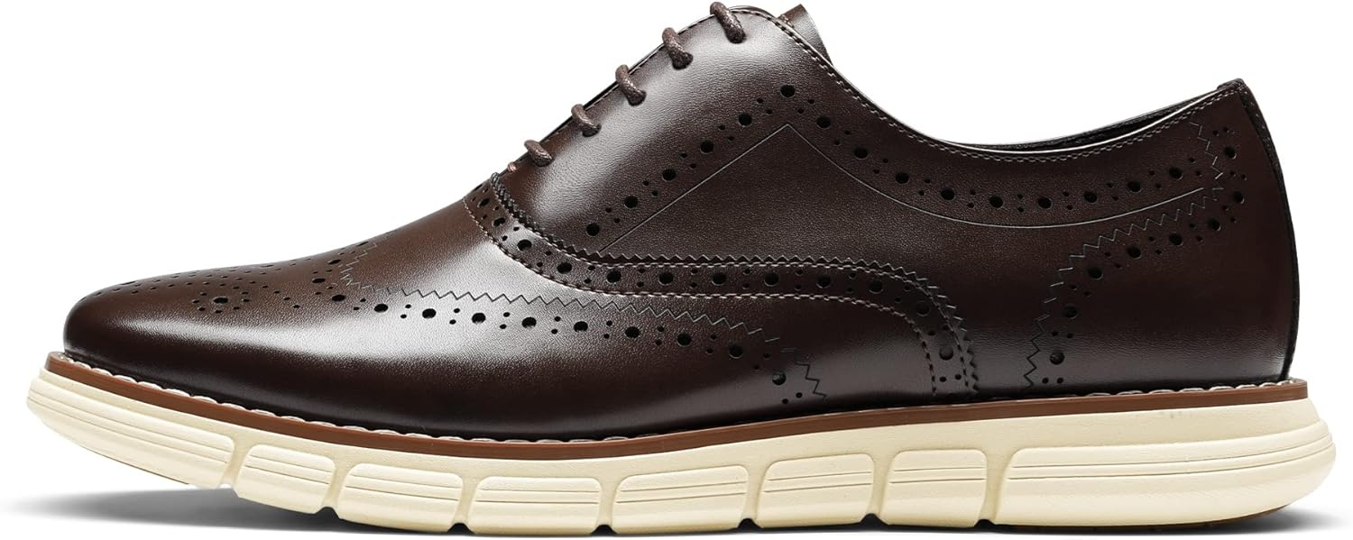 image:imageBruno Marc Mens Crossflex Dress Sneakers Wingtip Derby Casual Oxford Formal ShoesDarkBrownwing