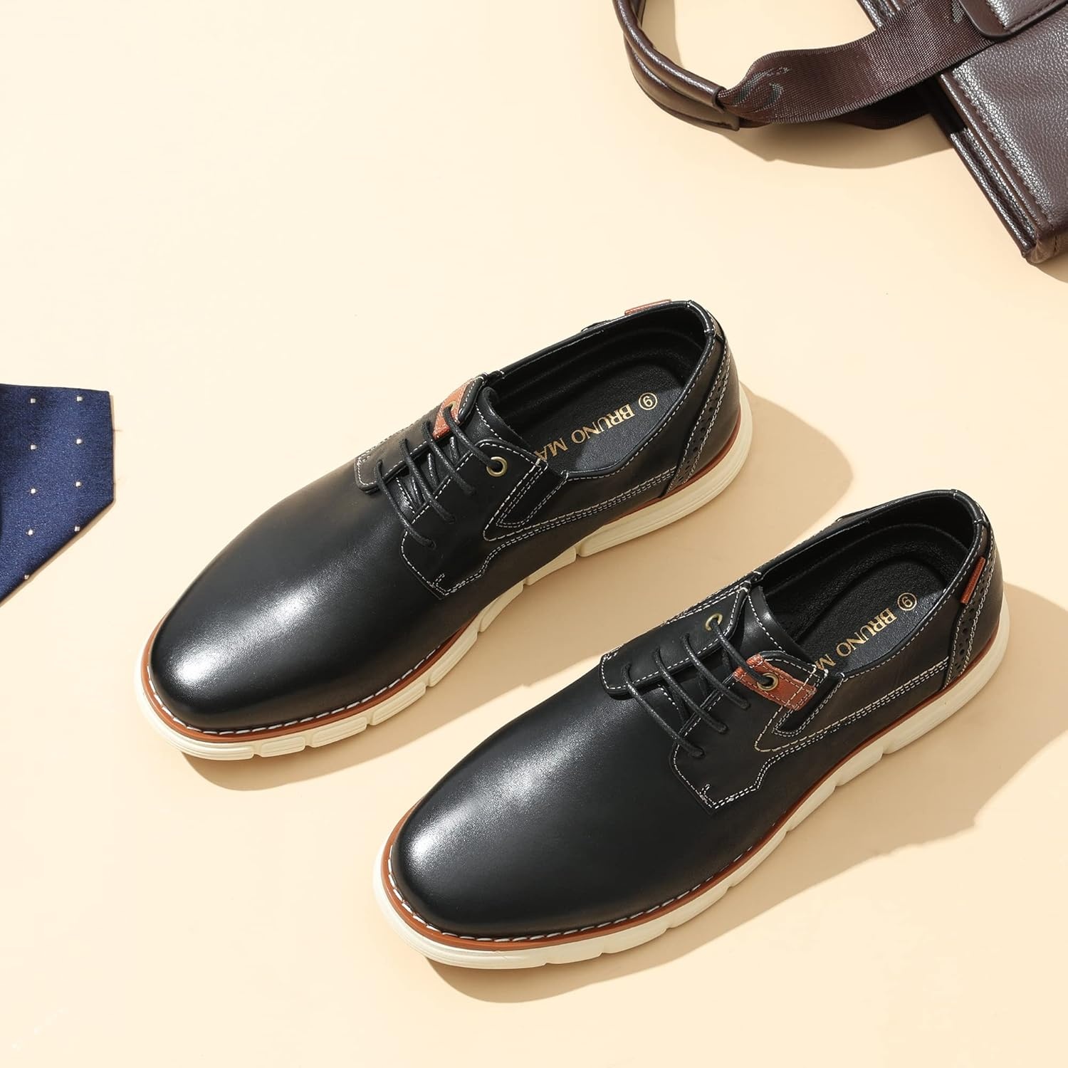 image:imageBruno Marc Mens Crossflex Oxford Dress Sneakers Casual Leather Dress ShoesBlack