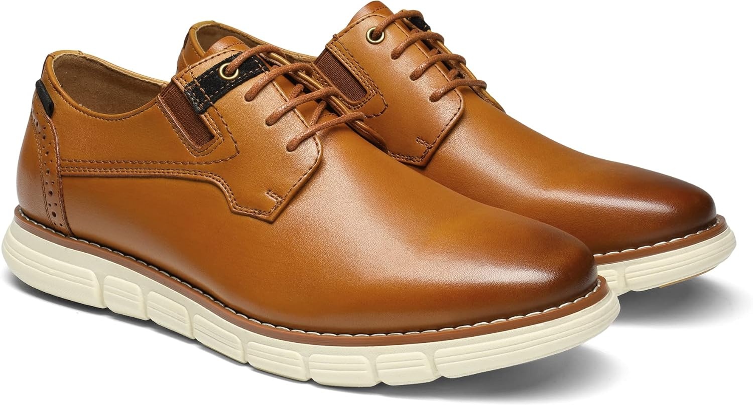 image:imageBruno Marc Mens Crossflex Oxford Dress Sneakers Casual Leather Dress ShoesBrown