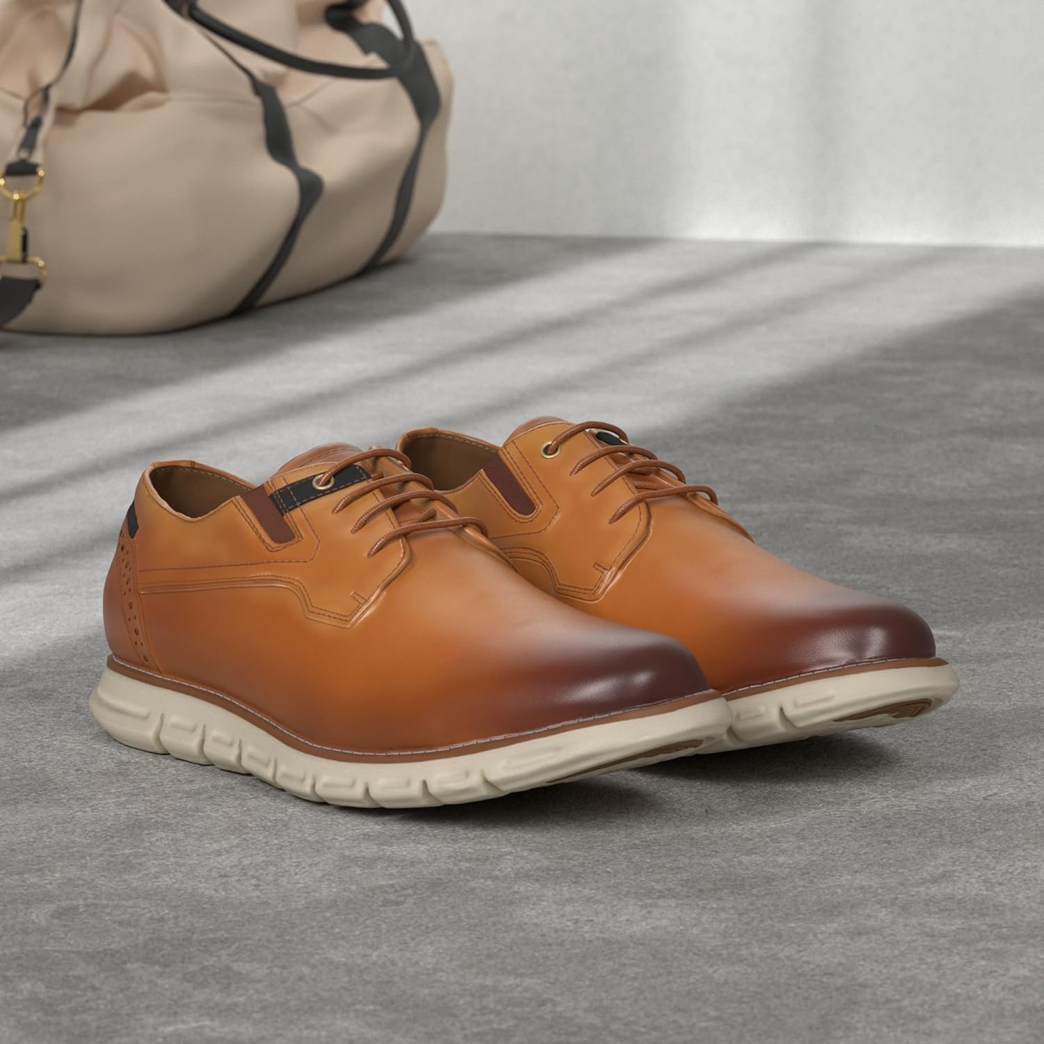 image:imageBruno Marc Mens Crossflex Oxford Dress Sneakers Casual Leather Dress ShoesBrown