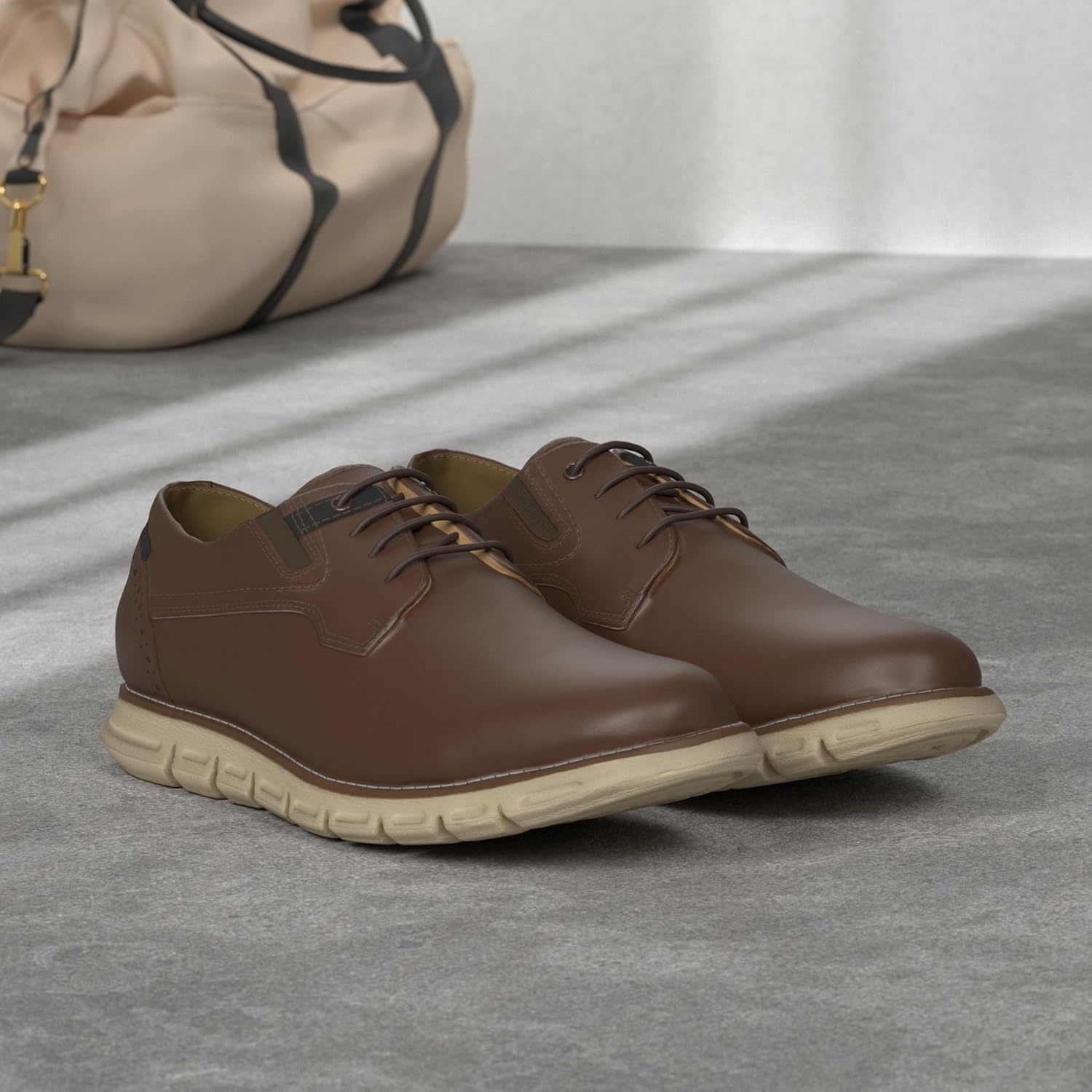 image:imageBruno Marc Mens Crossflex Oxford Dress Sneakers Casual Leather Dress ShoesDark Brown