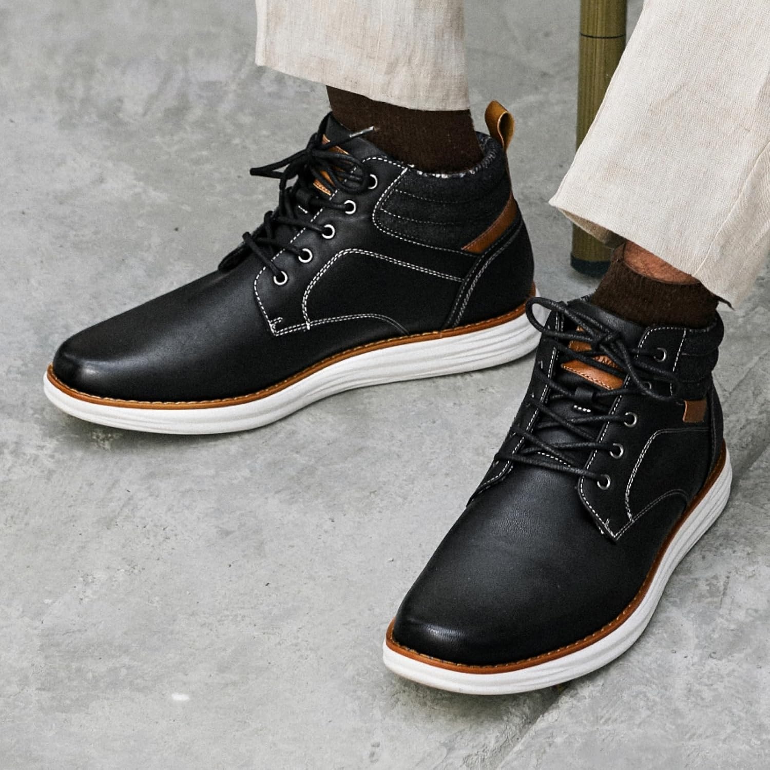image:imageBruno Marc Mens Mid Top Chukka Sneaker Lace Up Dress BootBlack