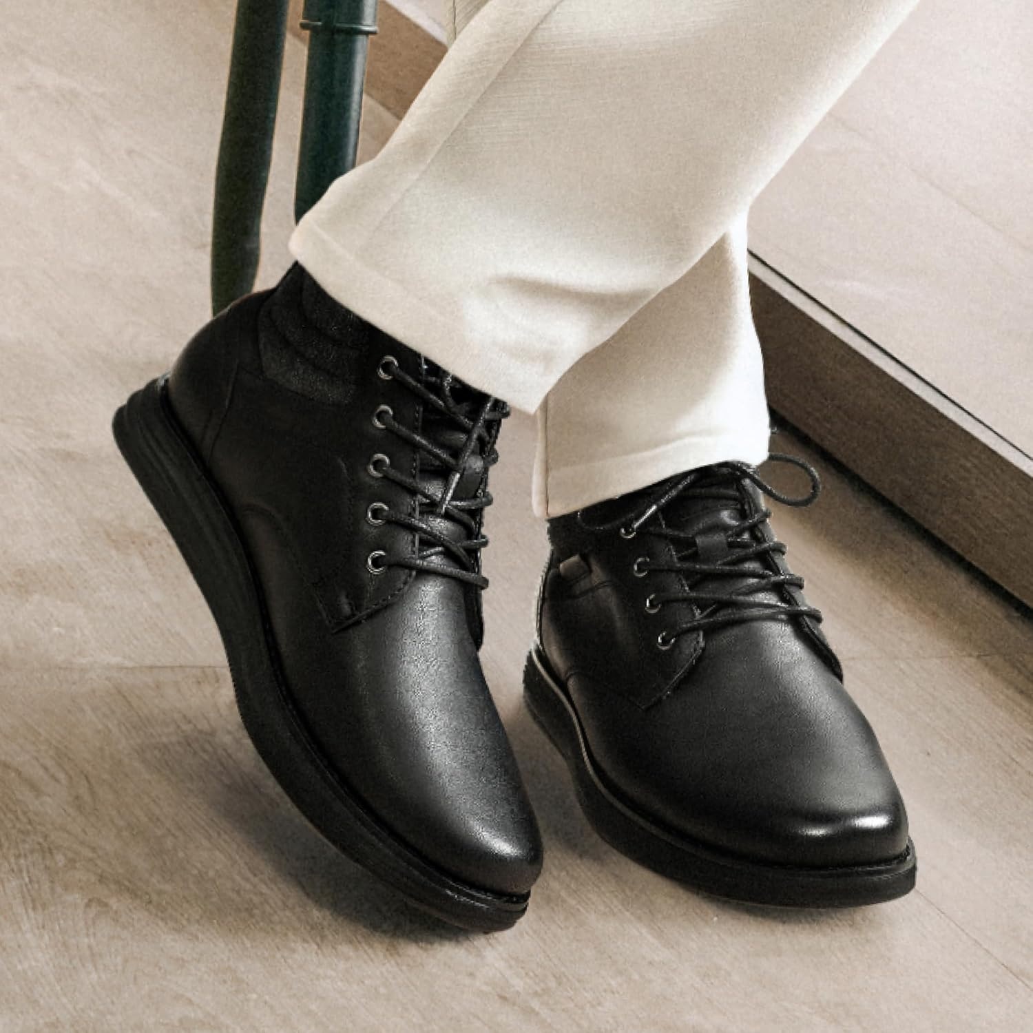 image:imageBruno Marc Mens Mid Top Chukka Sneaker Lace Up Dress BootBlack Monochrome
