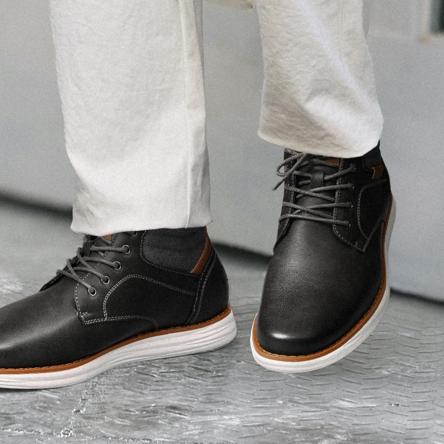 image:imageBruno Marc Mens Mid Top Chukka Sneaker Lace Up Dress BootDarkGrey