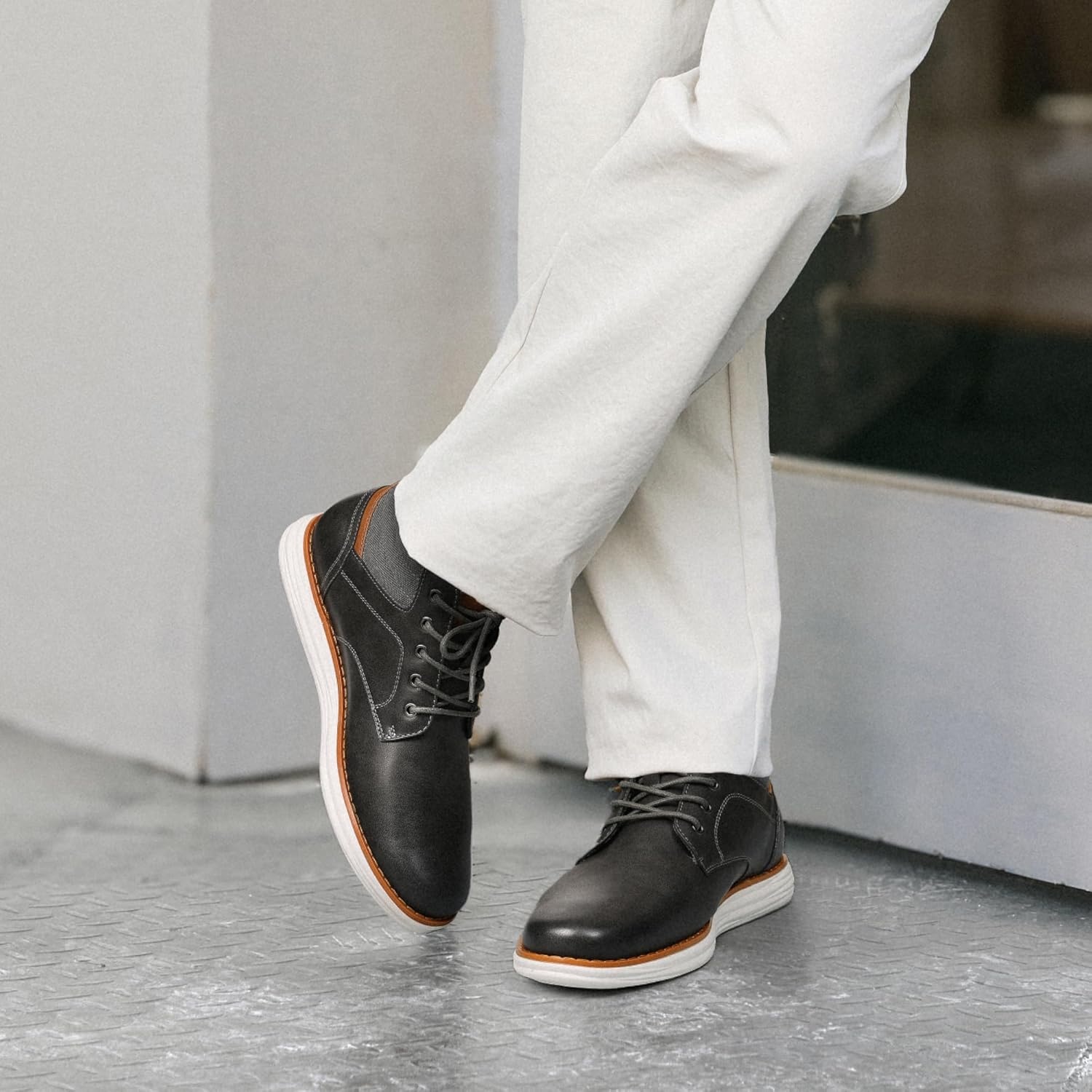 image:imageBruno Marc Mens Mid Top Chukka Sneaker Lace Up Dress BootDarkGrey