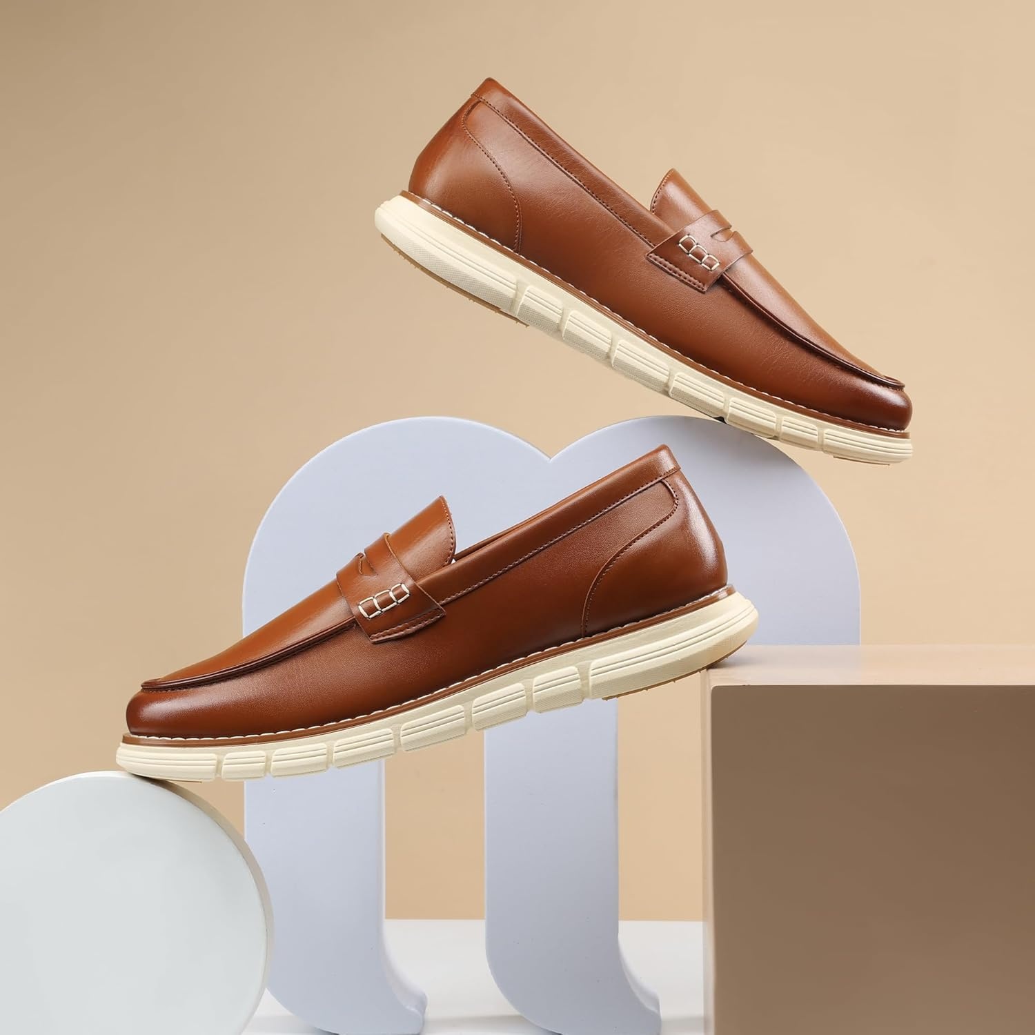image:imageBruno Marc Mens Casual Dress Shoes Slipon Lightweight Penny Loafers EZFlex GlideBreezeBrown