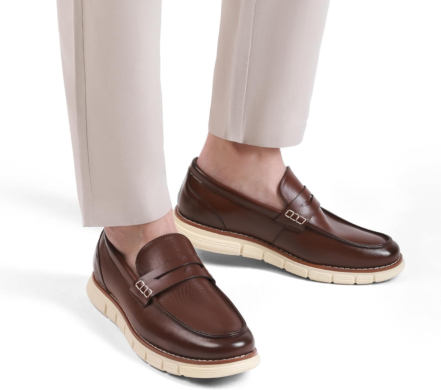 image:imageBruno Marc Mens Casual Dress Shoes Slipon Lightweight Penny Loafers EZFlex GlideBreezeDark Brown