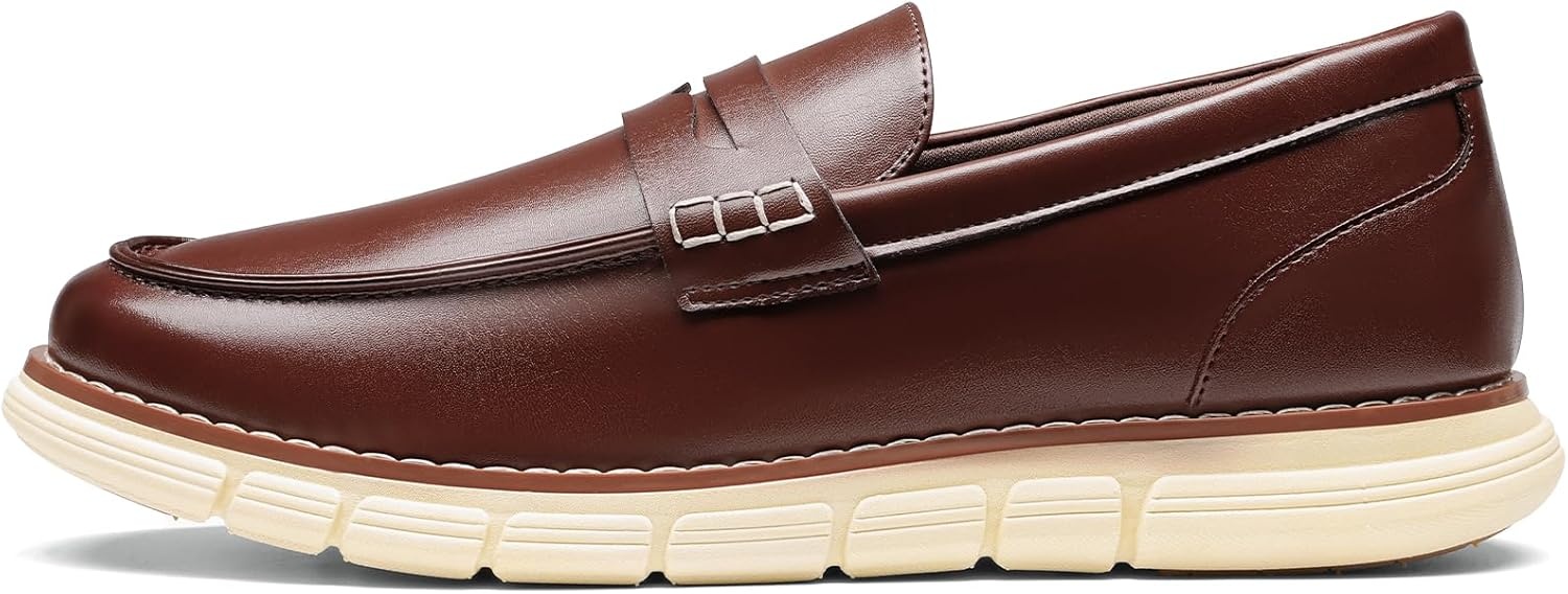image:imageBruno Marc Mens Casual Dress Shoes Slipon Lightweight Penny Loafers EZFlex GlideBreezeDark Brown