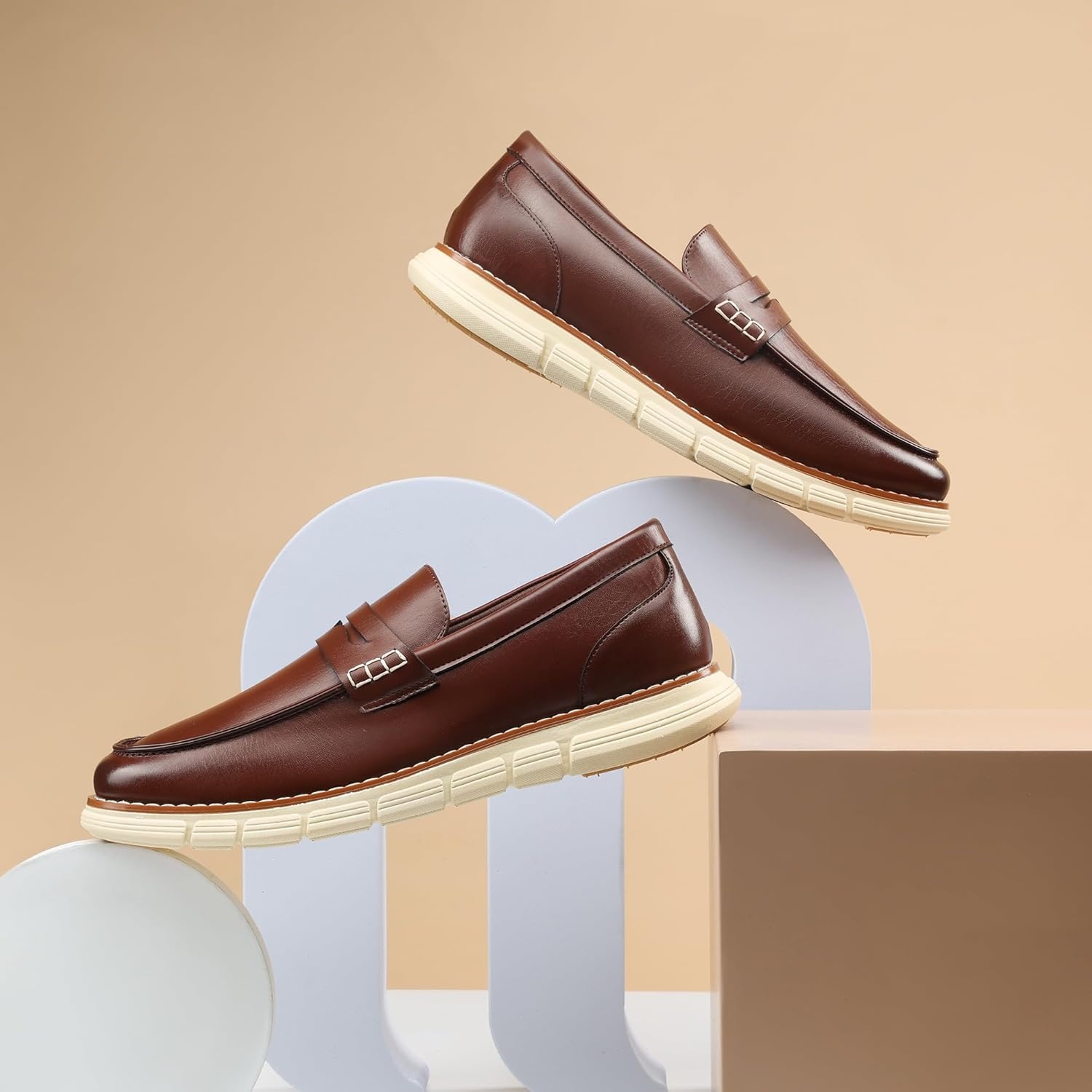image:imageBruno Marc Mens Casual Dress Shoes Slipon Lightweight Penny Loafers EZFlex GlideBreezeDark Brown
