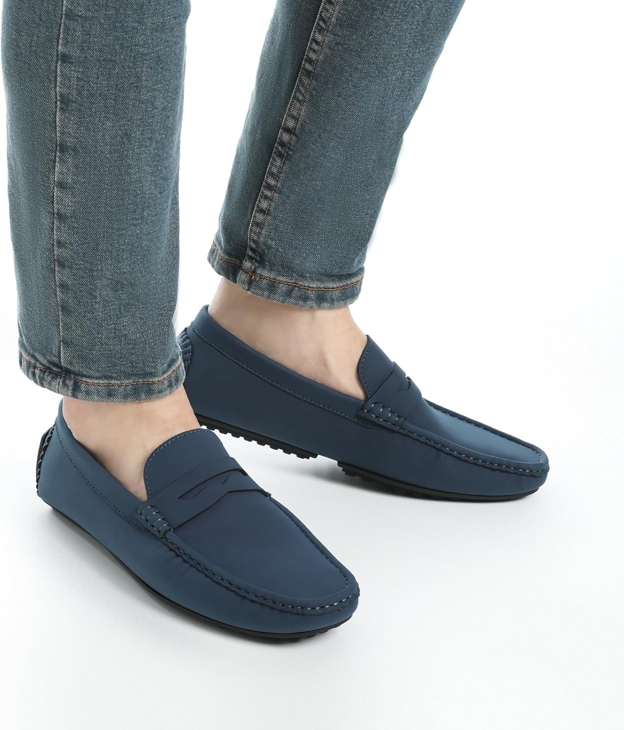 image:imageBruno Marc Mens Slipon Penny Loafer Suede Driving ShoesDark Blue