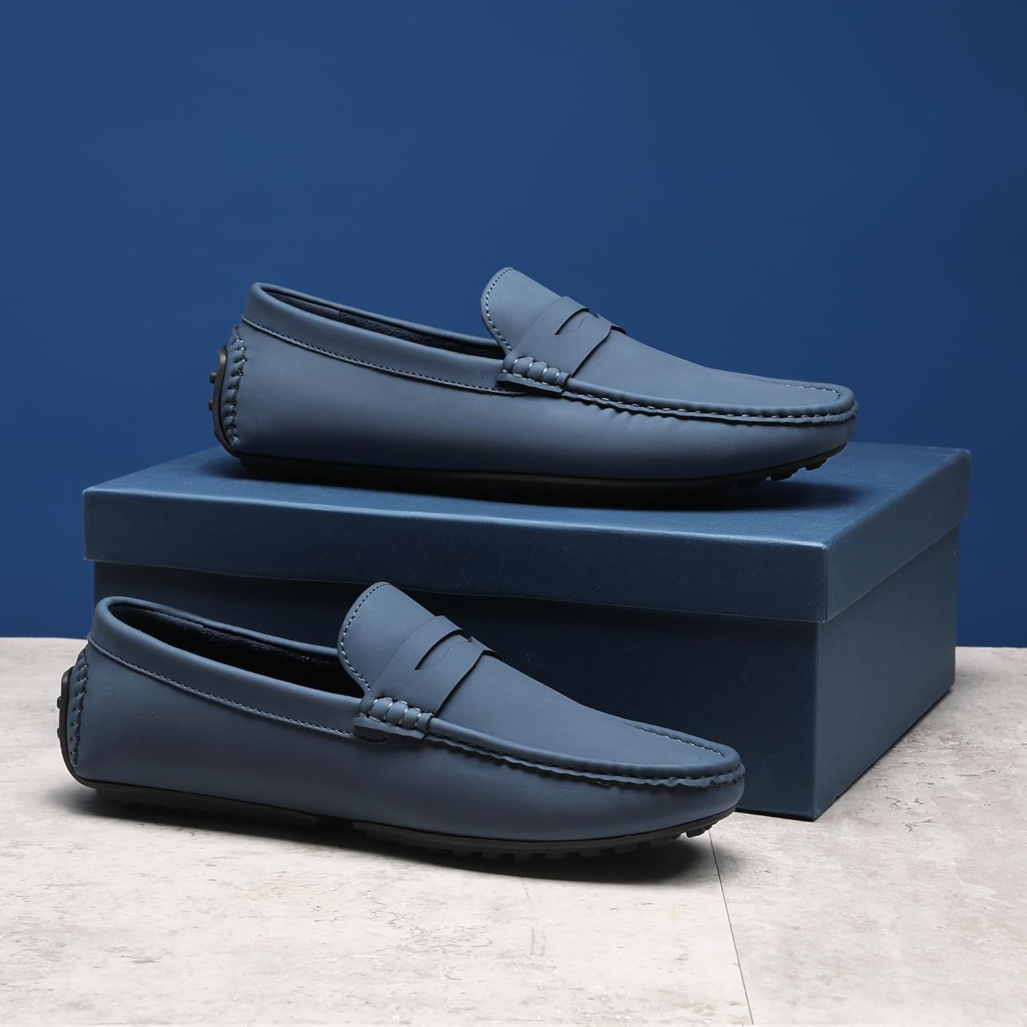 image:imageBruno Marc Mens Slipon Penny Loafer Suede Driving ShoesDark Blue
