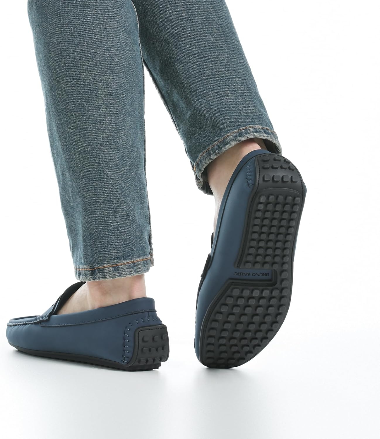 image:imageBruno Marc Mens Slipon Penny Loafer Suede Driving ShoesDark Blue