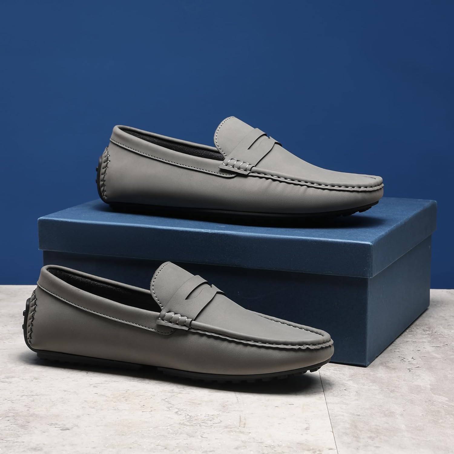 image:imageBruno Marc Mens Slipon Penny Loafer Suede Driving ShoesDark Grey