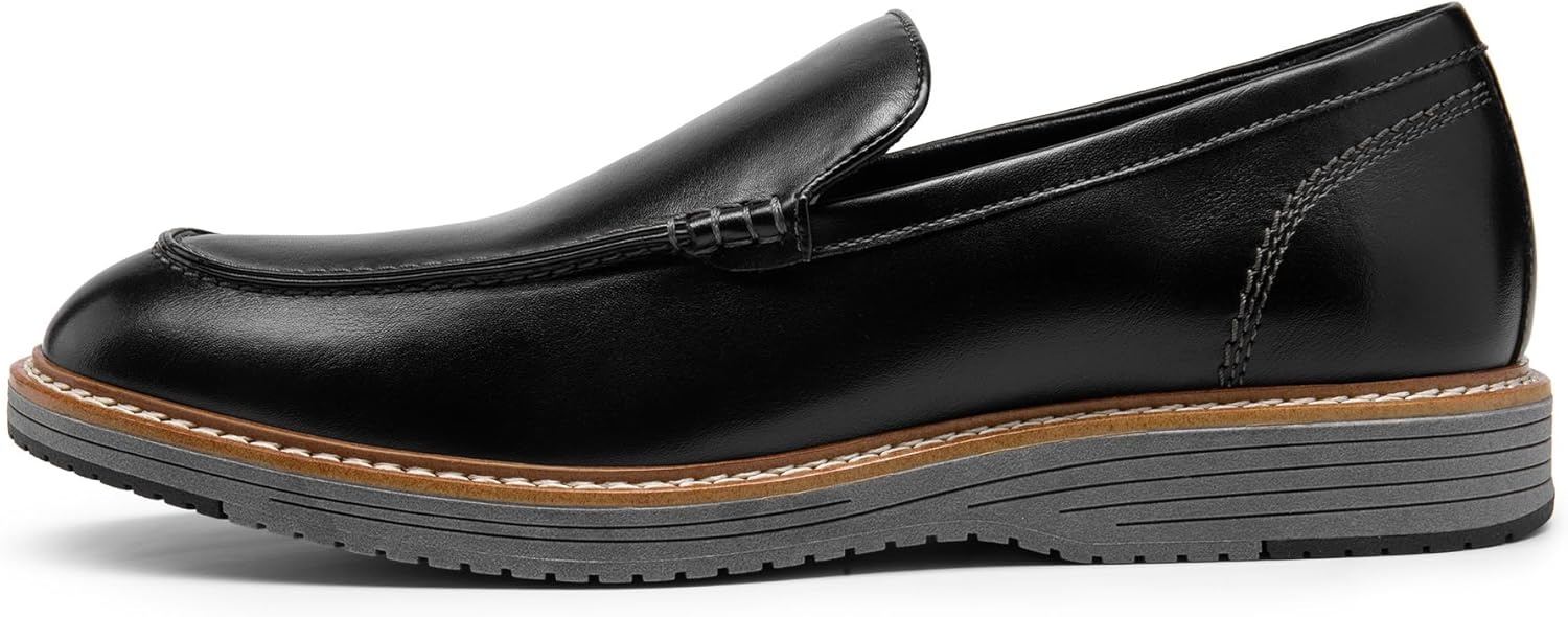 image:imageBruno Marc Mens Dress Slipon Classic Loafers Formal ShoesBlackGrey