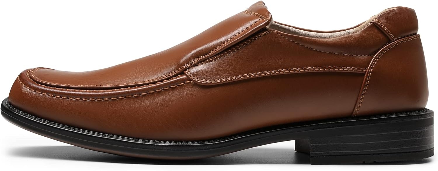 image:imageBruno Marc Mens Goldman02 Slip on Leather Lined Square Toe Dress Loafers Shoes for Casual Weekend Formal WorkBrown