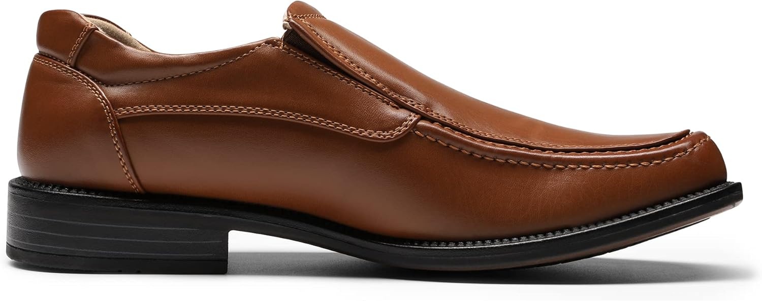 image:imageBruno Marc Mens Goldman02 Slip on Leather Lined Square Toe Dress Loafers Shoes for Casual Weekend Formal WorkBrown