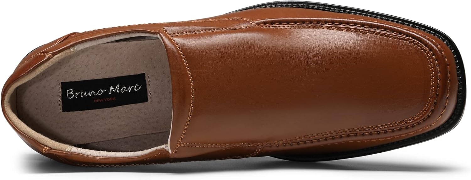 image:imageBruno Marc Mens Goldman02 Slip on Leather Lined Square Toe Dress Loafers Shoes for Casual Weekend Formal WorkBrown