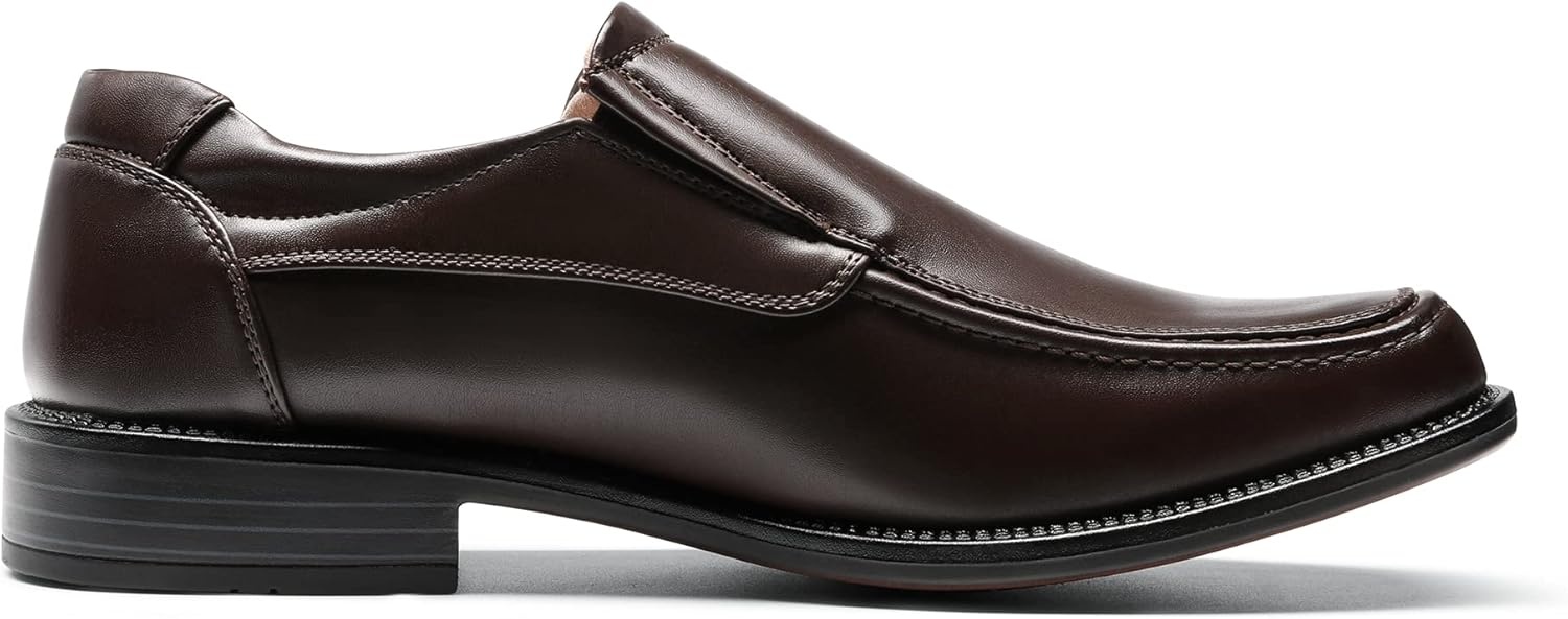 image:imageBruno Marc Mens Goldman02 Slip on Leather Lined Square Toe Dress Loafers Shoes for Casual Weekend Formal WorkDark Brown