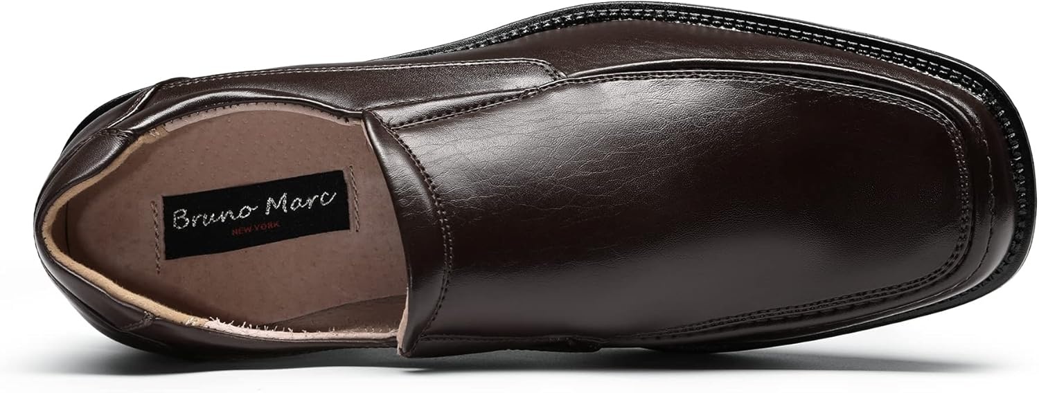 image:imageBruno Marc Mens Goldman02 Slip on Leather Lined Square Toe Dress Loafers Shoes for Casual Weekend Formal WorkDark Brown
