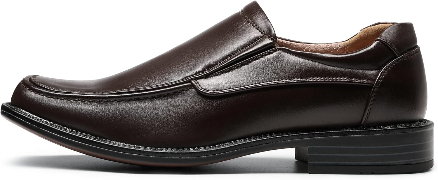 image:imageBruno Marc Mens Goldman02 Slip on Leather Lined Square Toe Dress Loafers Shoes for Casual Weekend Formal WorkDark Brown